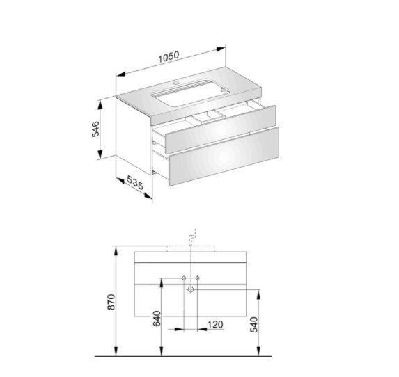 Keuco тумба подвесная под раковину с двумя выдвижными ящиками, с отверстием под смеситель, edition 400, антрацит арт. 31572 390100