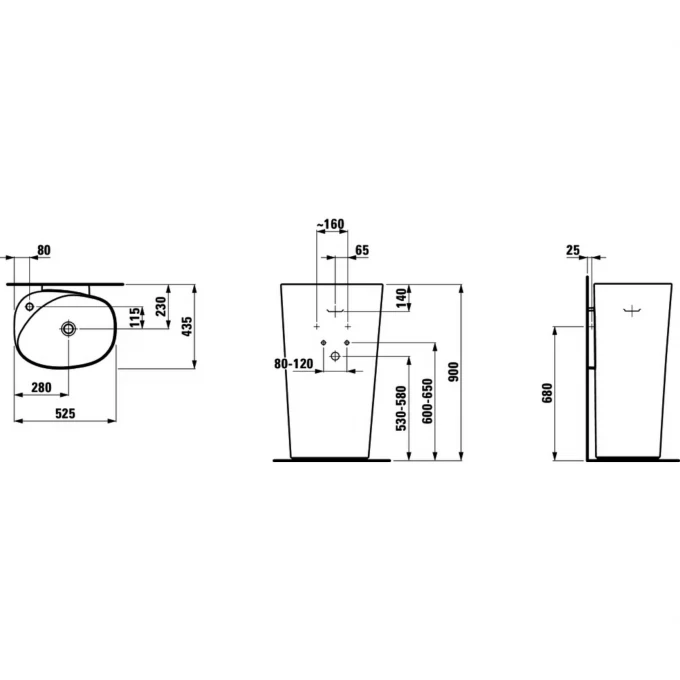 LAUFEN раковина 52x44, PALOMBA - 8.1180.4.000.104.1