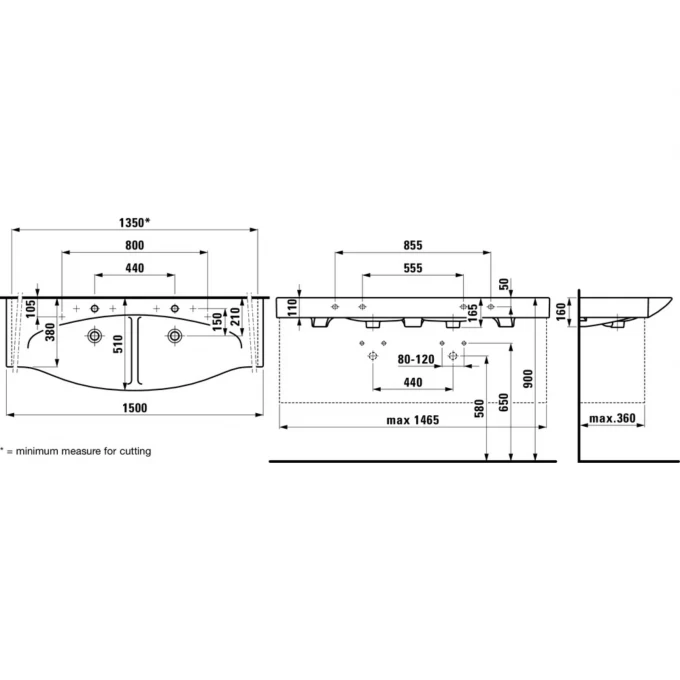 LAUFEN раковина подвесная двойная 150, PALACE - 8.1370.6.000.104.1