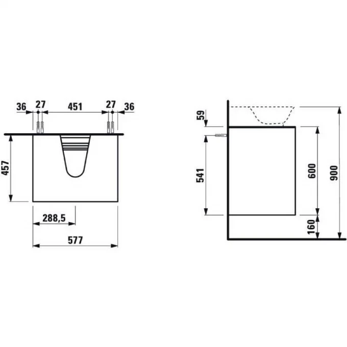 LAUFEN тумба под раковину 58x45, THE NEW CLASSIC - 4.0600.4.085.631.1