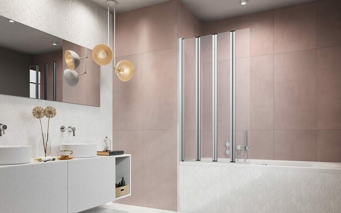 Radaway шторка на ванну pnw4 87 профиль хром стекло прозрачное, Eos - 205401-101