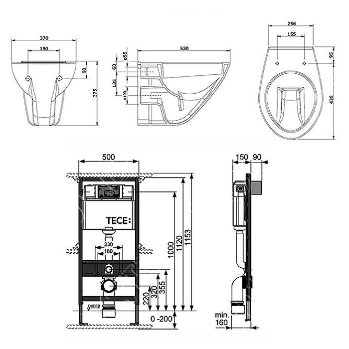 TECE унитаз подвесной в комплекте с инсталяцией и клавишей смыва k400626wc, - k400626wc