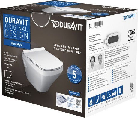 Duravit унитаз подвесной с сиденьем rimless с вертикальным смывом, без смывного края, durastyle, 45710900a1 цвет: белый