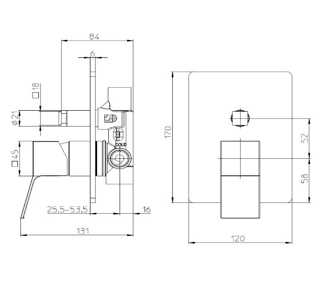Bossini внешняя часть настенного однорычажного встраиваемого смесителя на 2 выхода цвет, aki, никель арт. z00740.094