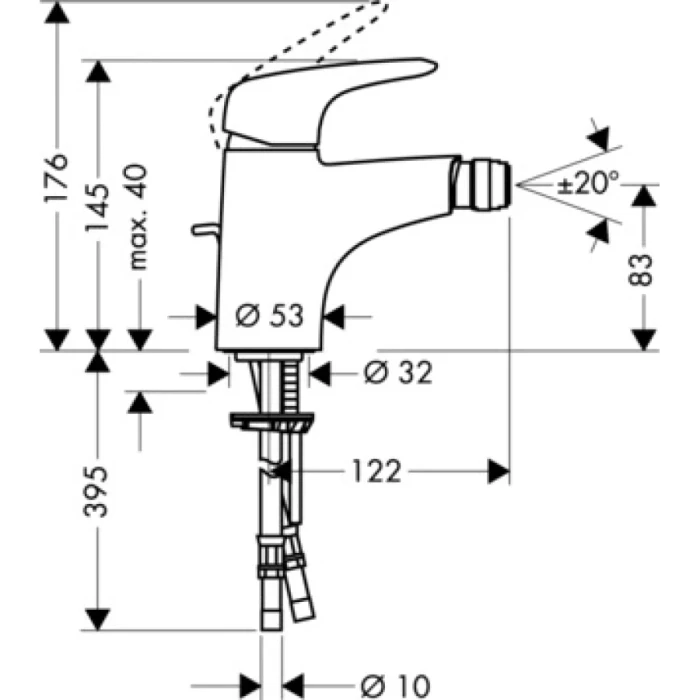 Hansgrohe смеситель для биде, Metris E, хром арт. 31270000