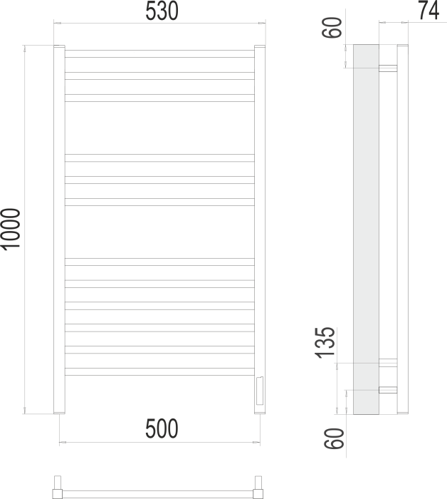 Terminus электрический полотенцесушитель ватикан п12 500х1000 электро (sensor quick touch) крашеные, электрика люкс арт. 4670078526205
