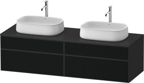 Duravit тумба подвесная под две раковины 550 мм х 1600 мм х 442 мм, zencha, ze4825b63800000 цвет: чёрное стекло/графит суперматовый
