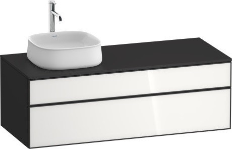 Duravit тумба подвесная с вырезом под раковину слева 550 мм х 1300 мм х 442 мм, zencha, ze4822l64800000 цвет: белое стекло/графит суперматовый