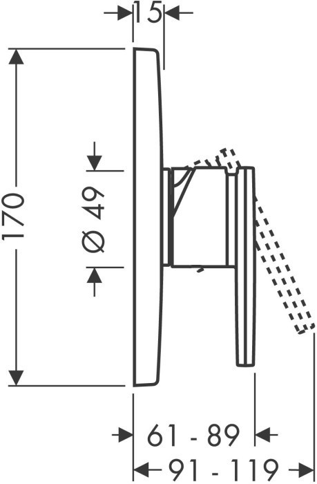 AXOR смеситель для душа, однорычажный, скрытого монтажа, Citterio, никель арт. 39655820