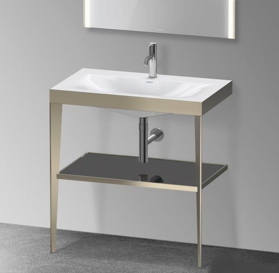 Duravit напольная консоль xviu/c-bonded 800 мм х 850 мм с умывальником viu, xviu, xv4715ob140 цвет: матовое шампанское/чёрный глянцевый лак