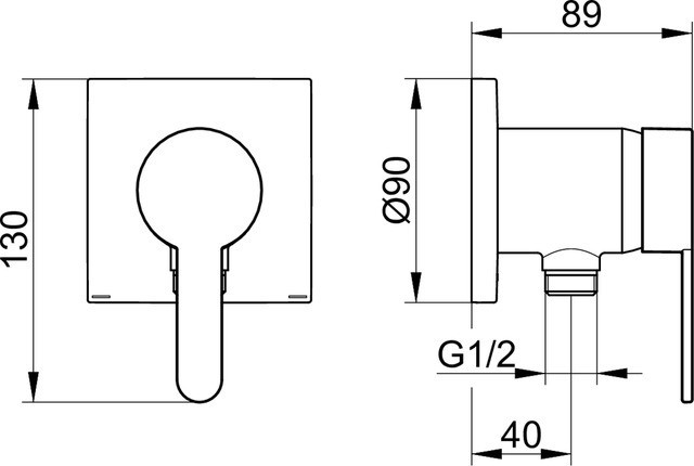Keuco смеситель однорычажный для душа с выводом для шланга, с квадратной розеткой, ixmo solo, черный матовый арт. 59552 370302