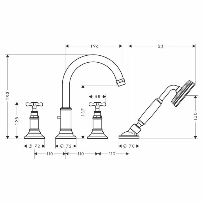 AXOR смеситель на край ванны, Montreux, хром арт. 16546000