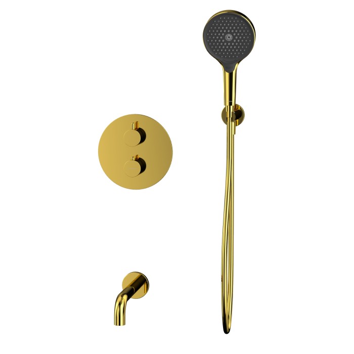Термостатическая душевая система скрытого монтажа, Whitecross Y gold, золото арт. YSET10TOPGL