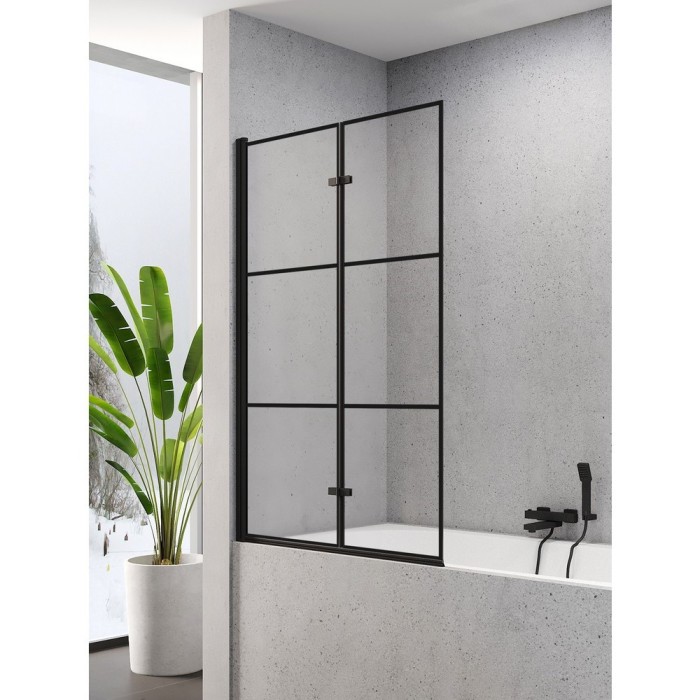 Шторка для ванны 100 см l, New trendy Superia black, черный арт. P-0054