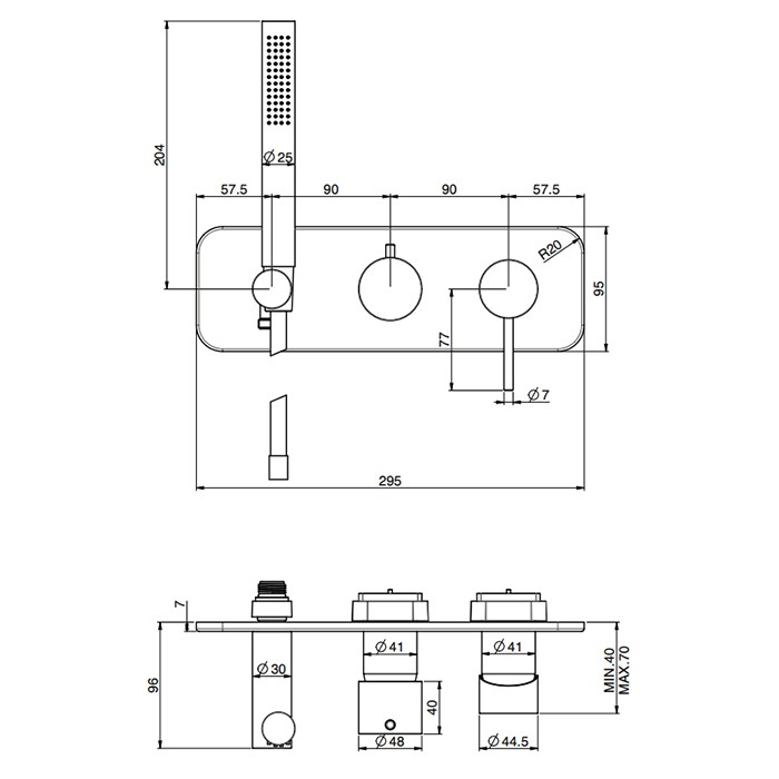Fima Carlo Frattini смеситель для душа, встраиваемый, с ручным душем, spillo up, золото арт. f3049wx2or