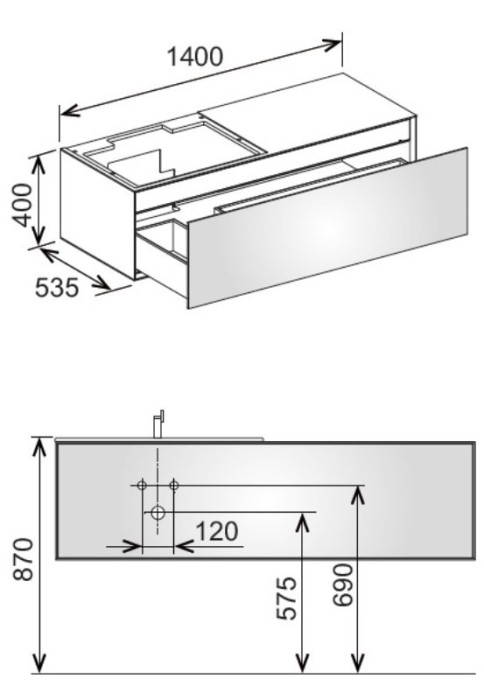 Keuco тумба под раковину 1400x400x535 мм фасад орех, edition lignatur, арт. 33342 801111