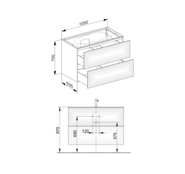 Keuco тумба подвесная под раковину с двумя выдвижными фронтами, edition 11, черный арт. 31352 330000