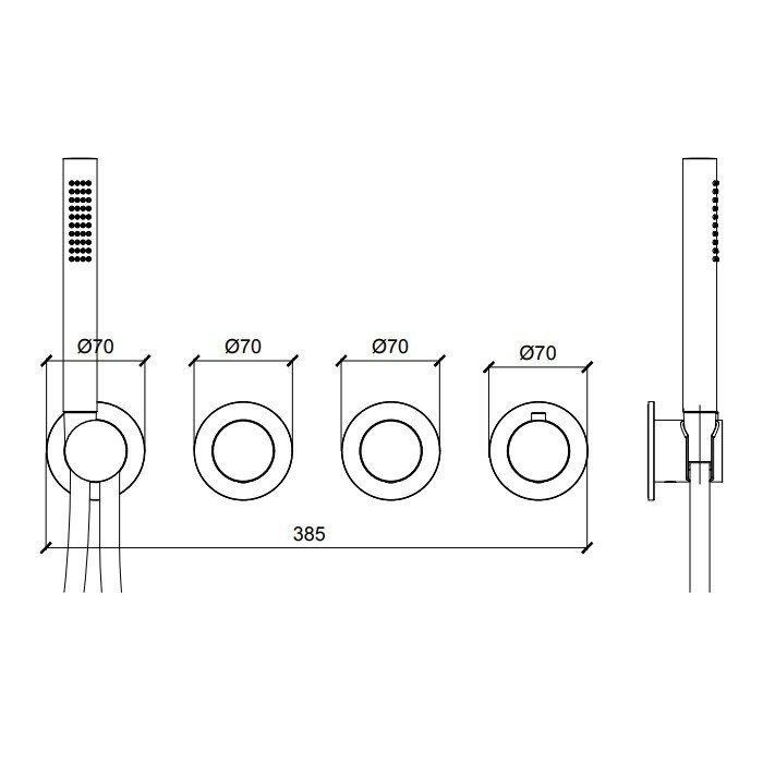 Внешняя часть термостатического смесителя на 2 потребителя с модулем ручного душа, Almar Push Round, никель арт. E180433.NB