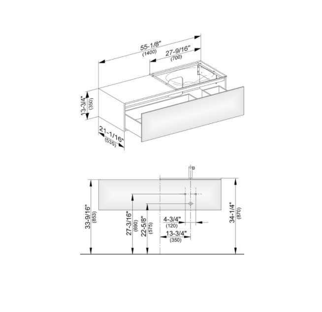 Keuco тумба подвесная под раковину с одним выдвижным фронтом, с внутренней светодиодной подсветкой, edition 11, белый арт. 31166 210100
