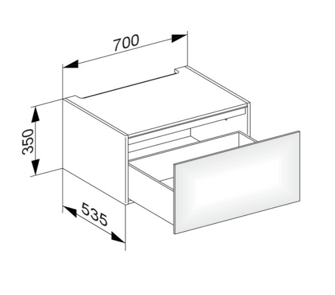 Keuco модуль нижнего шкафа для встройки снизу, с одним выдвижным ящиком, с внутренней светодиодной подсветкой, edition 11, кашемир арт. 31311 280100