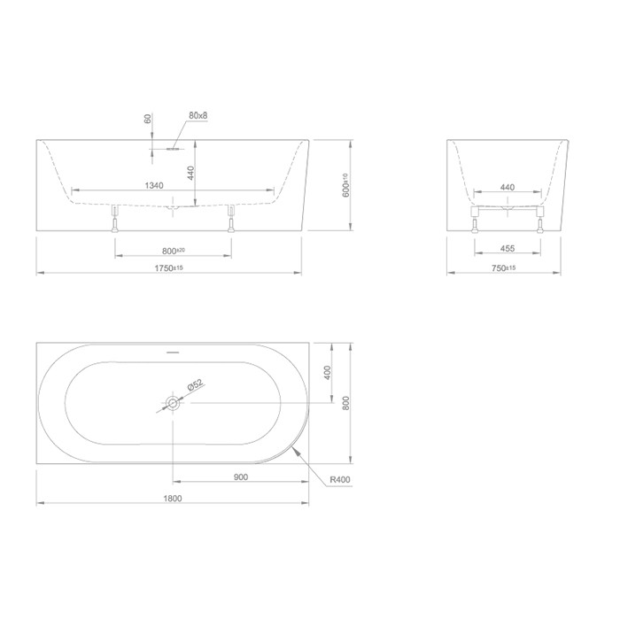 Knief ванна пристенная, угол слева 180х80х60см., с щелевым переливом, без сл.-перелива, Fresh, 0100-232 matt white цвет: белый