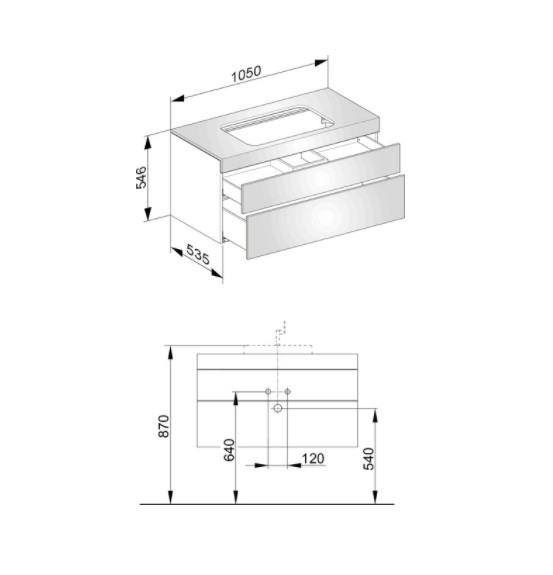 Keuco тумба подвесная под раковину с двумя выдвижными фронтами, без отверстия под смеситель, edition 400, антрацит арт. 31572 390000