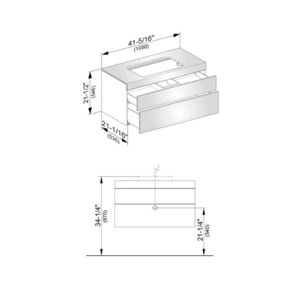 Keuco тумба подвесная под раковину с двумя выдвижными фронтами, без отверстия под смеситель, edition 400, антрацит арт. 31572 390000
