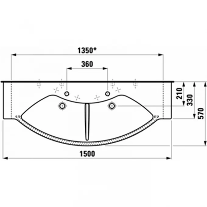 LAUFEN раковина двойная с полотенцедержателем 180 см, PALACE - 8.1261.6.000.000.1