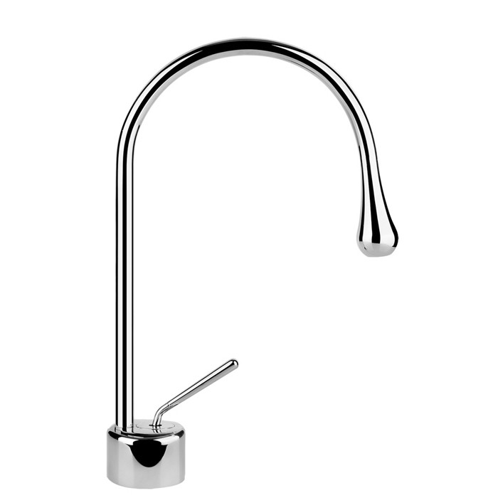 Gessi Смеситель для раковины на 1 отверстие, излив 174мм R=90, Goccia, 33601#031 цвет: хром