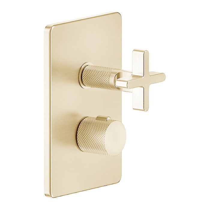 Gessi Смеситель для душа, термостатический, на 3 источника, Inciso, 58236#246 цвет: золото