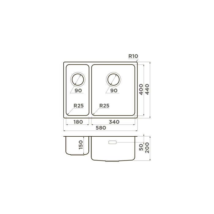 Omoikiri кухонная мойка Tadzava 58-2-U/I-R, нержавеющая сталь арт. 4993773