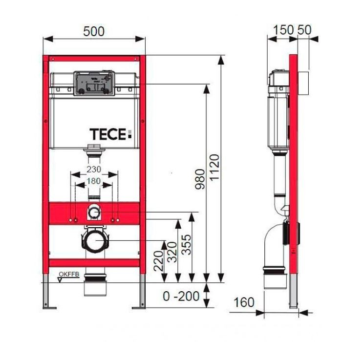 TECE унитаз подвесной в комплекте с инсталяцией и клавишей смыва k400005wc, - k400005wc