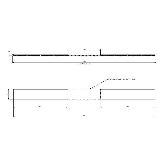 Gessi Душевой трап 70см., для Geberit Cleanline и Viega Advantix Cleviva, Shower Outfit drains, 67053#707 цвет: black metal brushed pvd