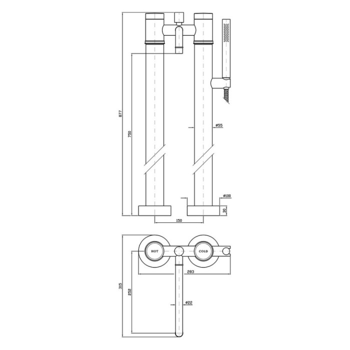 Zucchetti смеситель для ванны на 2 отверстия с гладким фланцем, излив 220 мм, savoir, хром арт. r99657 zsv274.c-
