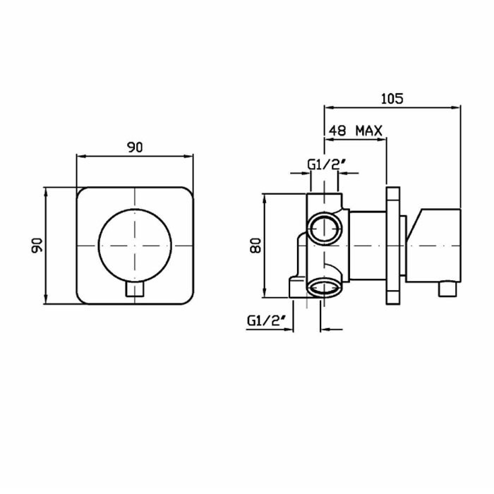 Zucchetti запорный вентиль 5 канальный для встроенных смесителей, pan, хром арт. z94522