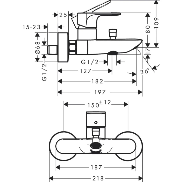 Hansgrohe смеситель для ванны, Rebris E, черный арт. 72450670