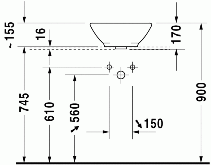 Duravit раковина встраиваемая сверху 42х42 см, bacino, 0325420000 цвет: белый