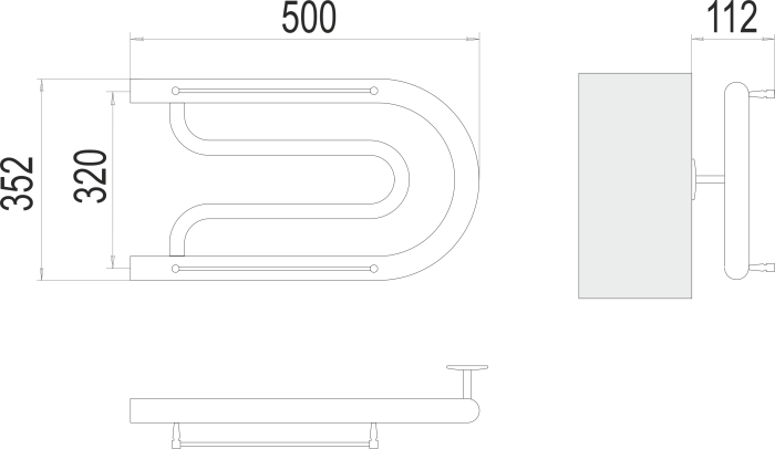 Terminus водяной полотенцесушитель фокстрот бш 320х500, эконом арт. 4620768881015