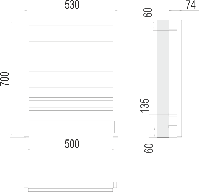 Terminus электрический полотенцесушитель ватикан п9 500х700 электро (sensor quick touch), электрика люкс арт. 4670078526229