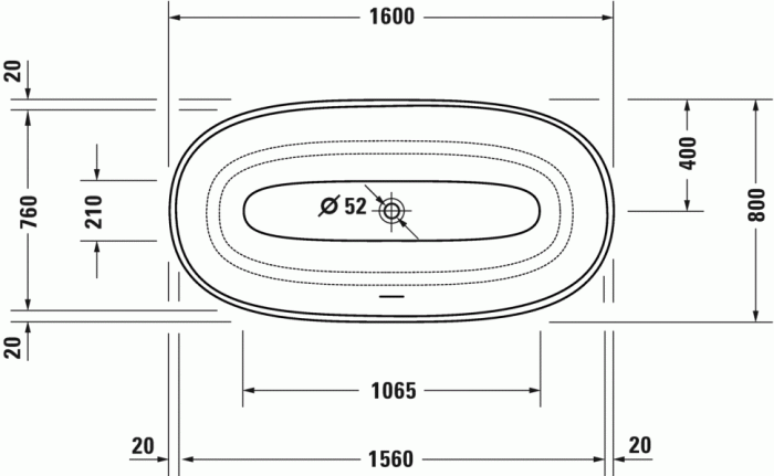 Duravit отдельно стоящая ванна 1600 мм х 800 мм, c двумя наклонами для спины, white tulip, 700468000000000 цвет: белый