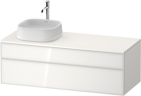 Duravit тумба подвесная с вырезом под раковину слева 550 мм х 1300 мм х 442 мм, zencha, ze4822l64840000 цвет: белое стекло/белый суперматовый
