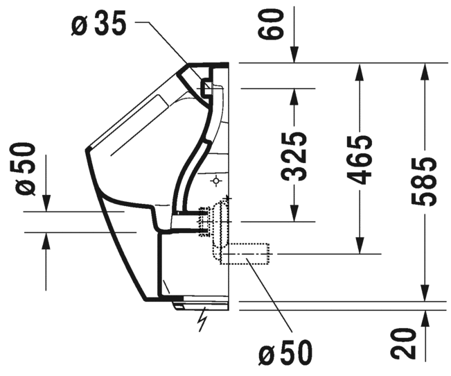 Duravit писсуар подвесной электронный с питанием от батареек, без "мушки", me by starck, 2809310000 цвет: белый