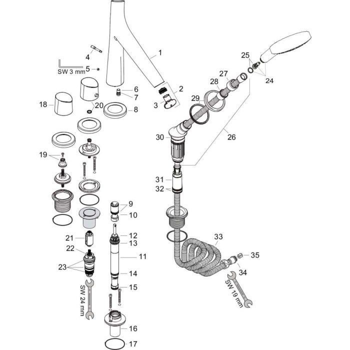 AXOR термостат на край ванны, Starck Organic, полированный черный хром арт. 12426330