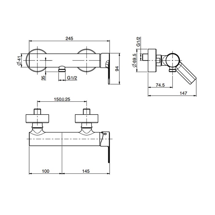 Fima Carlo Frattini смеситель для душа, настенный, flo, хром арт. f3135/1cr