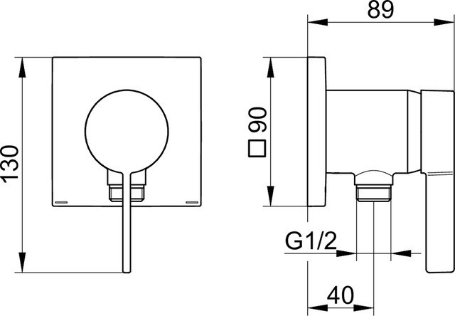 Keuco смеситель однорычажный для душа с выводом для шланга, с квадратной розеткой, ixmo solo, черный матовый арт. 59552 370202