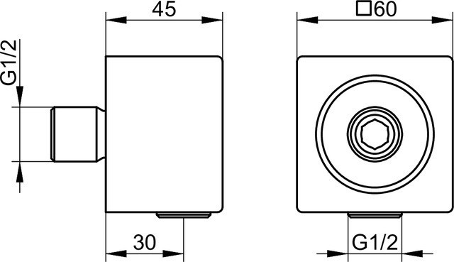 Keuco соединение-вывод для шланга с обратным клапаном, edition 11, хром арт. 51147 010000