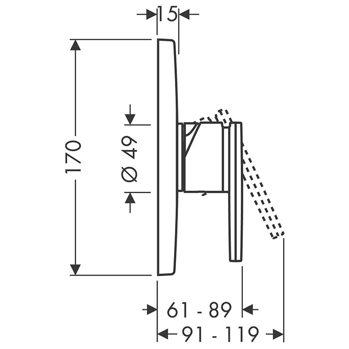 AXOR смеситель для душа, однорычажный, скрытого монтажа, Citterio, хром арт. 39655000