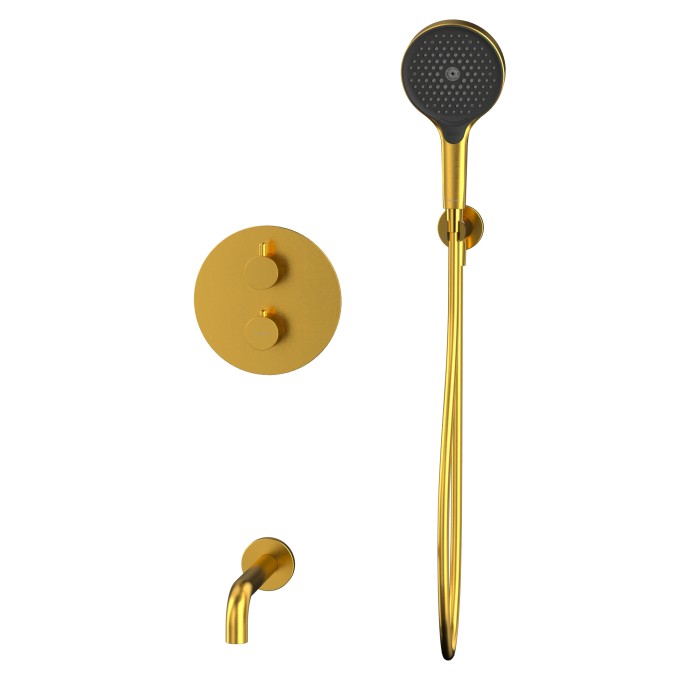 Термостатическая душевая система скрытого монтажа, Whitecross Y brushed gold, брашированное золото арт. YSET10TOPGLB