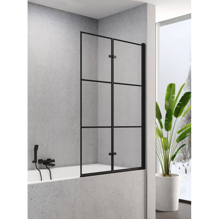 Шторка для ванны 100 см r, New trendy Superia black, черный арт. P-0055