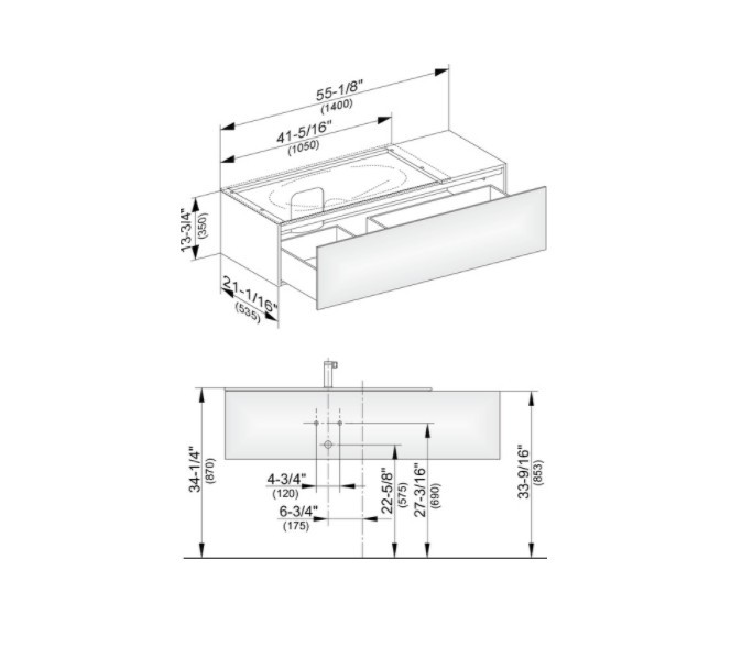 Keuco тумба подвесная под раковину с одним выдвижным фронтом, с внутренней светодиодной подсветкой, edition 11, белый арт. 31163 210100